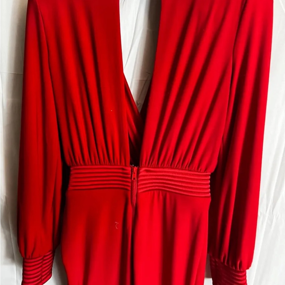 Zhivago Red Plunge Midi Dress - Picture 10 of 10